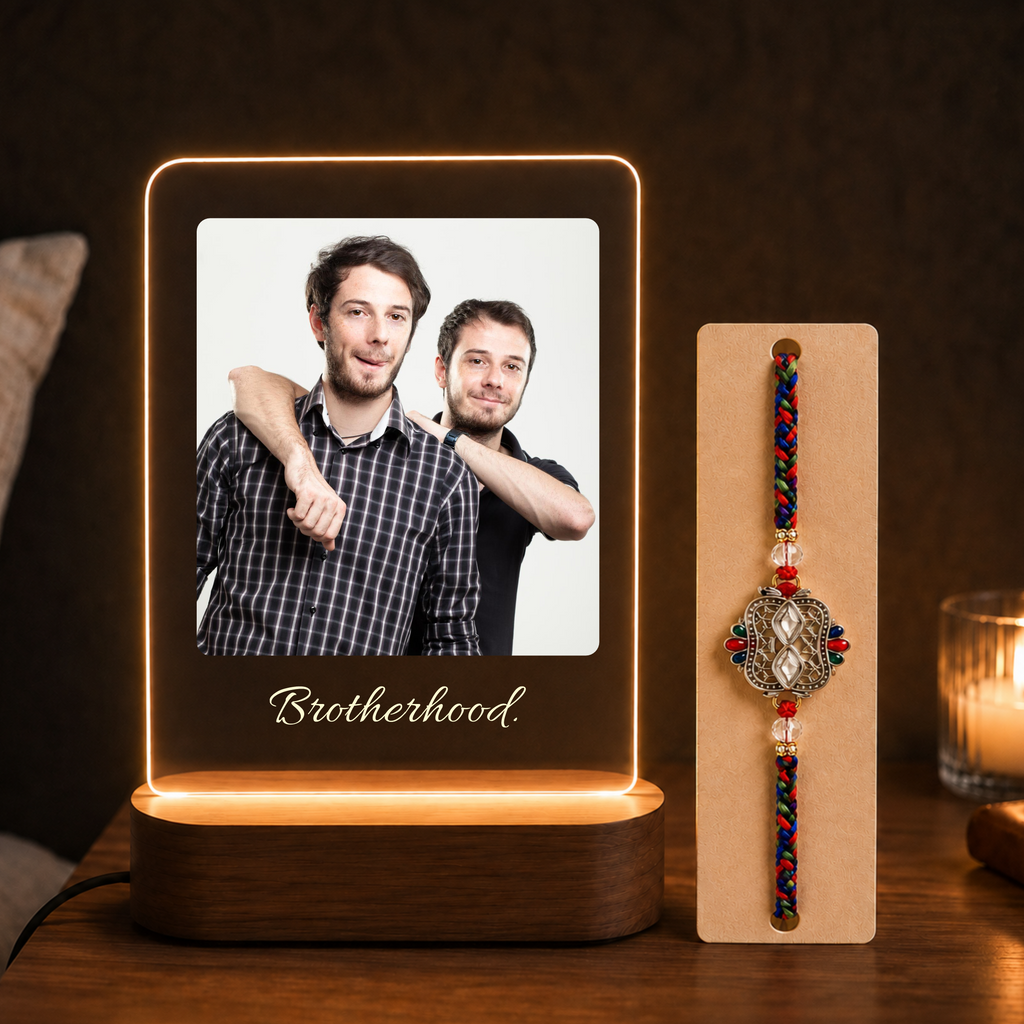 Personalized Rakhi LED Photo Frame - Brother Code Arch