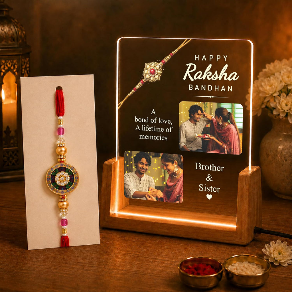 Personalized Rakhi LED Photo Frame - Mandala