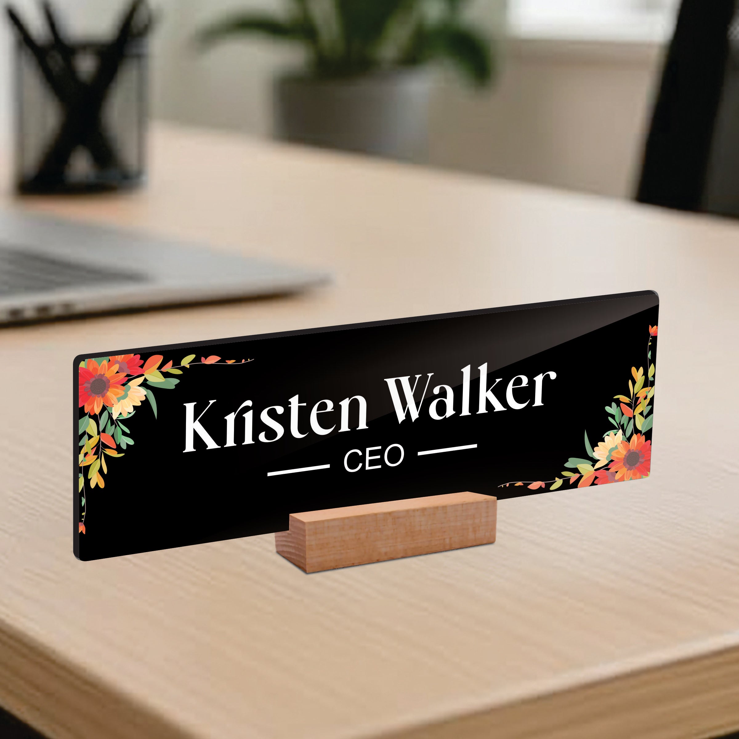 Customized Desk Name Plate with Wooden Stand