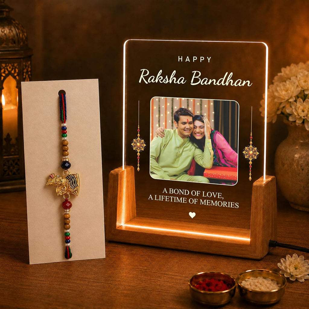 Personalized Rakhi LED Photo Frame - Radha Krishna