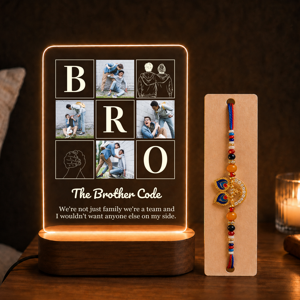 Personalized Rakhi LED Photo Frame - Team Sibling Brotherhood