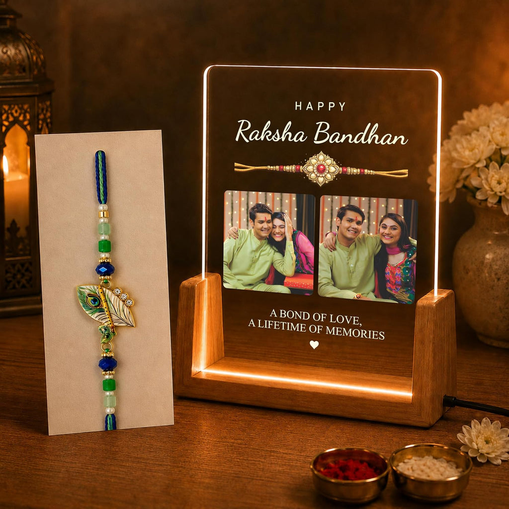 Personalized Rakhi LED Photo Frame - Krishna