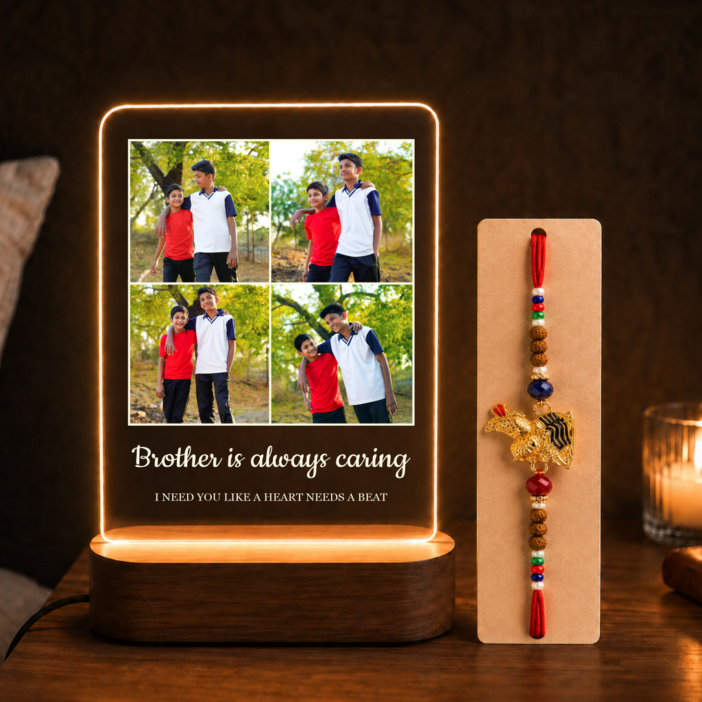 Personalized Rakhi LED Photo Frame - Memories Around BRO