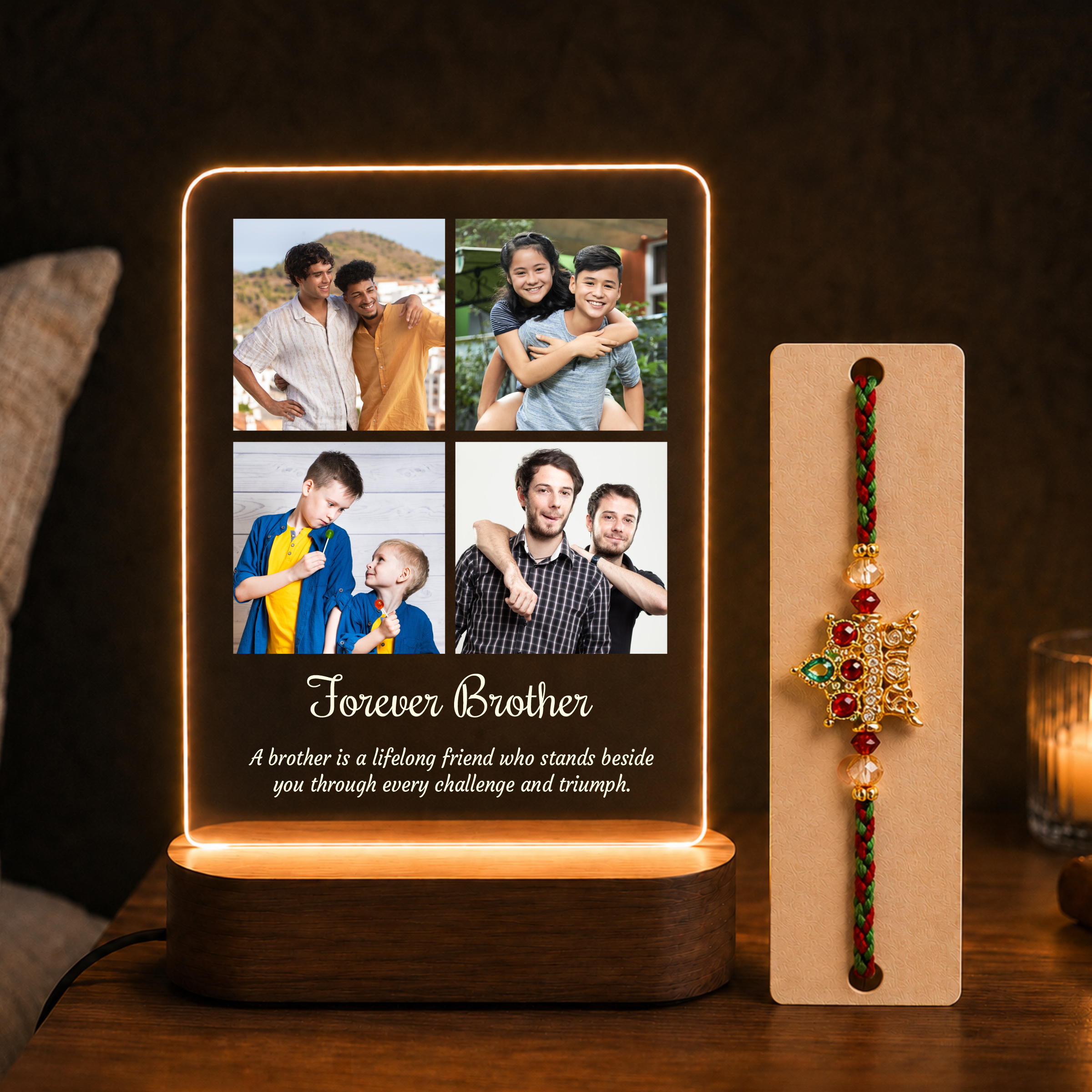 Personalized Rakhi LED Photo Frame - My Sidekick Brother Display