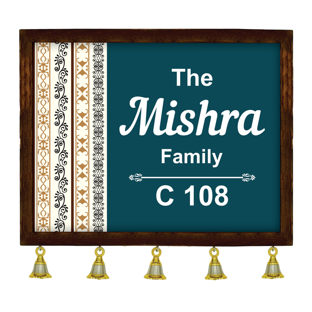 Personalized Wooden Couple Name Plate with Bells | Custom Home Entrance Board | Traditional Wall Décor (Copy) (Copy)