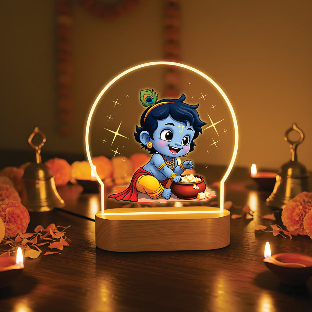 Divine Bal Krishna LED Night Light - Bal Krishna with Makhan