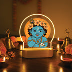 Cute Baby Krishna LED Night Light - Krishna with Flower Crown