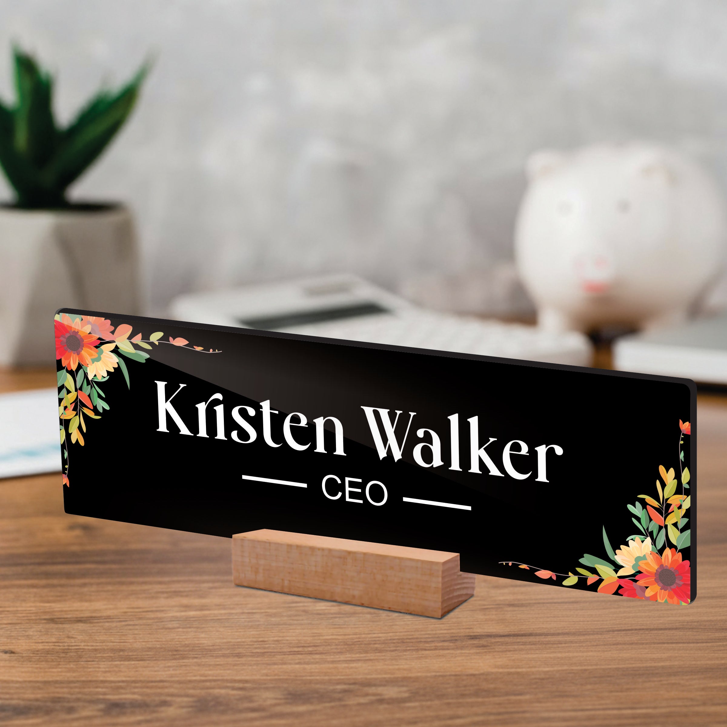 Customized Desk Name Plate with Wooden Stand