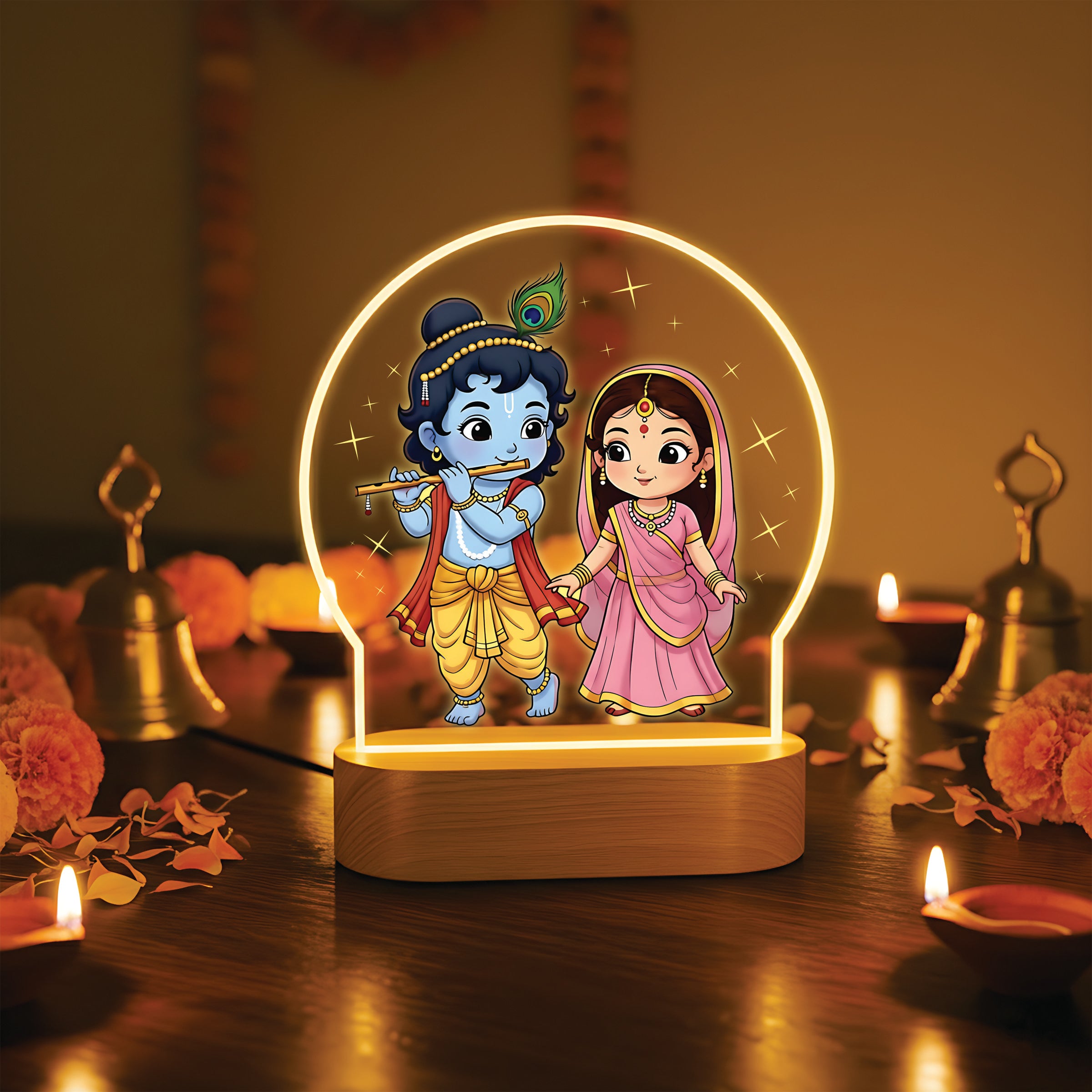 Radha Krishna LED Night Light - Eternal Love Journey