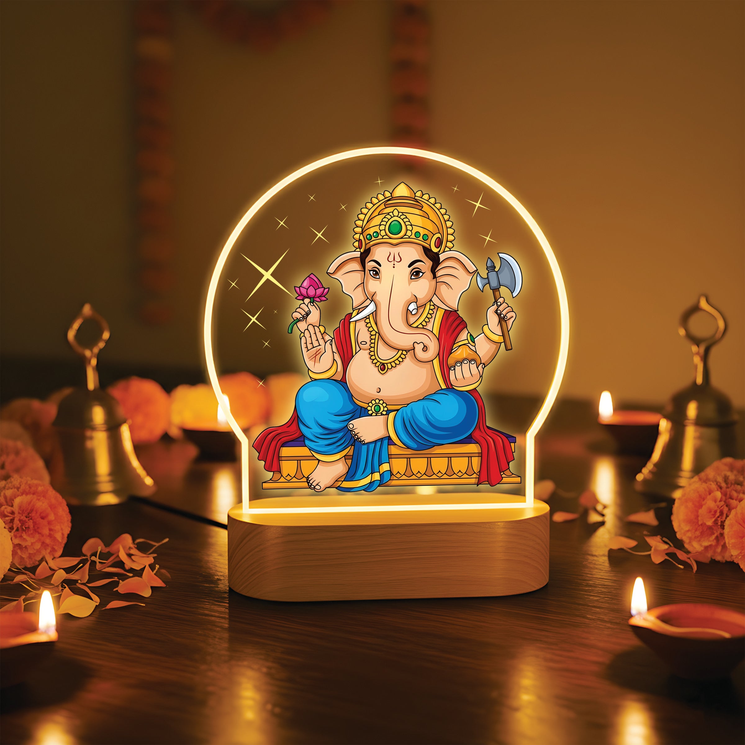 Lord Ganesha LED Night Light - Mighty Warrior Lord Ganesha