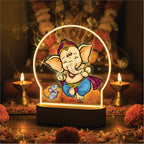 Lord Ganesha LED Night Light - Joyful Ganesha and Mushak