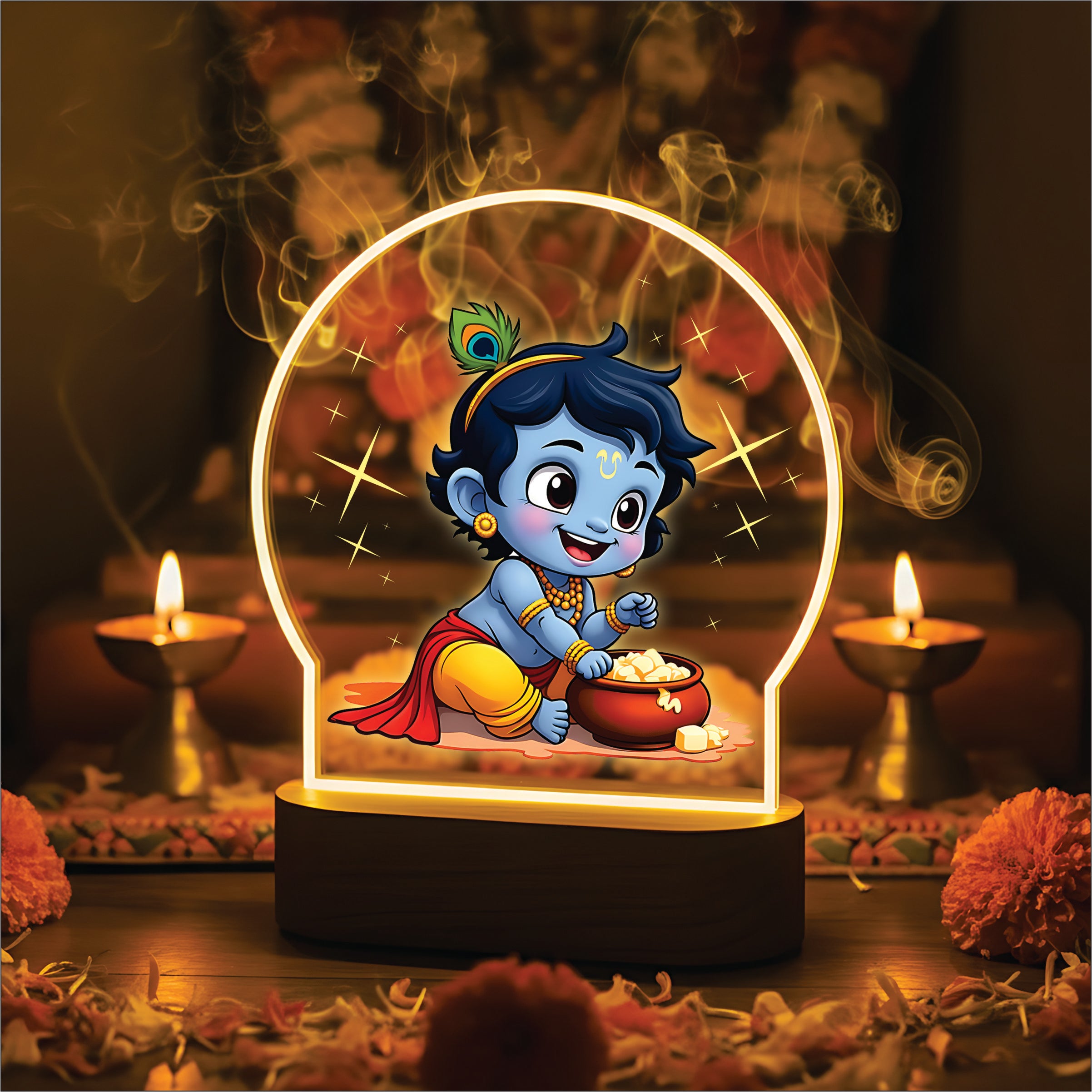 Divine Bal Krishna LED Night Light - Bal Krishna with Makhan