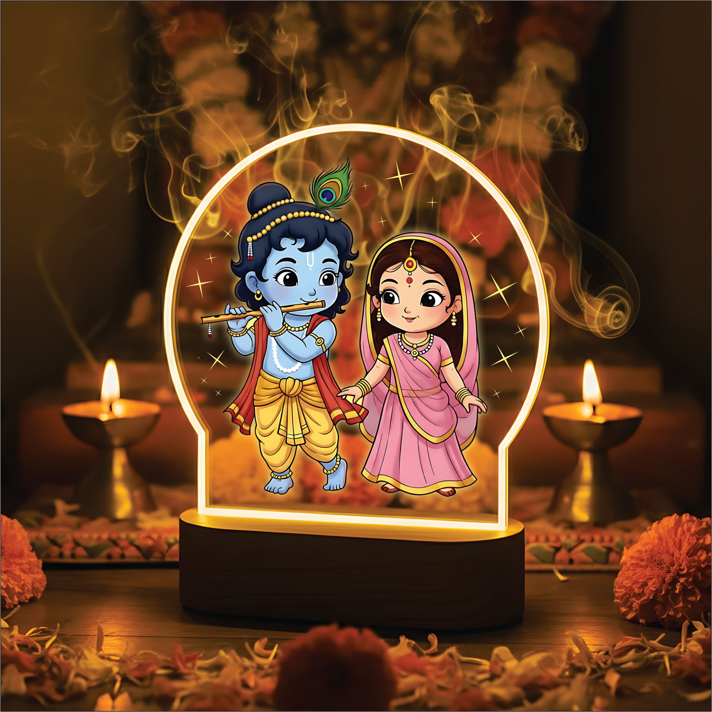 Radha Krishna LED Night Light - Eternal Love Journey