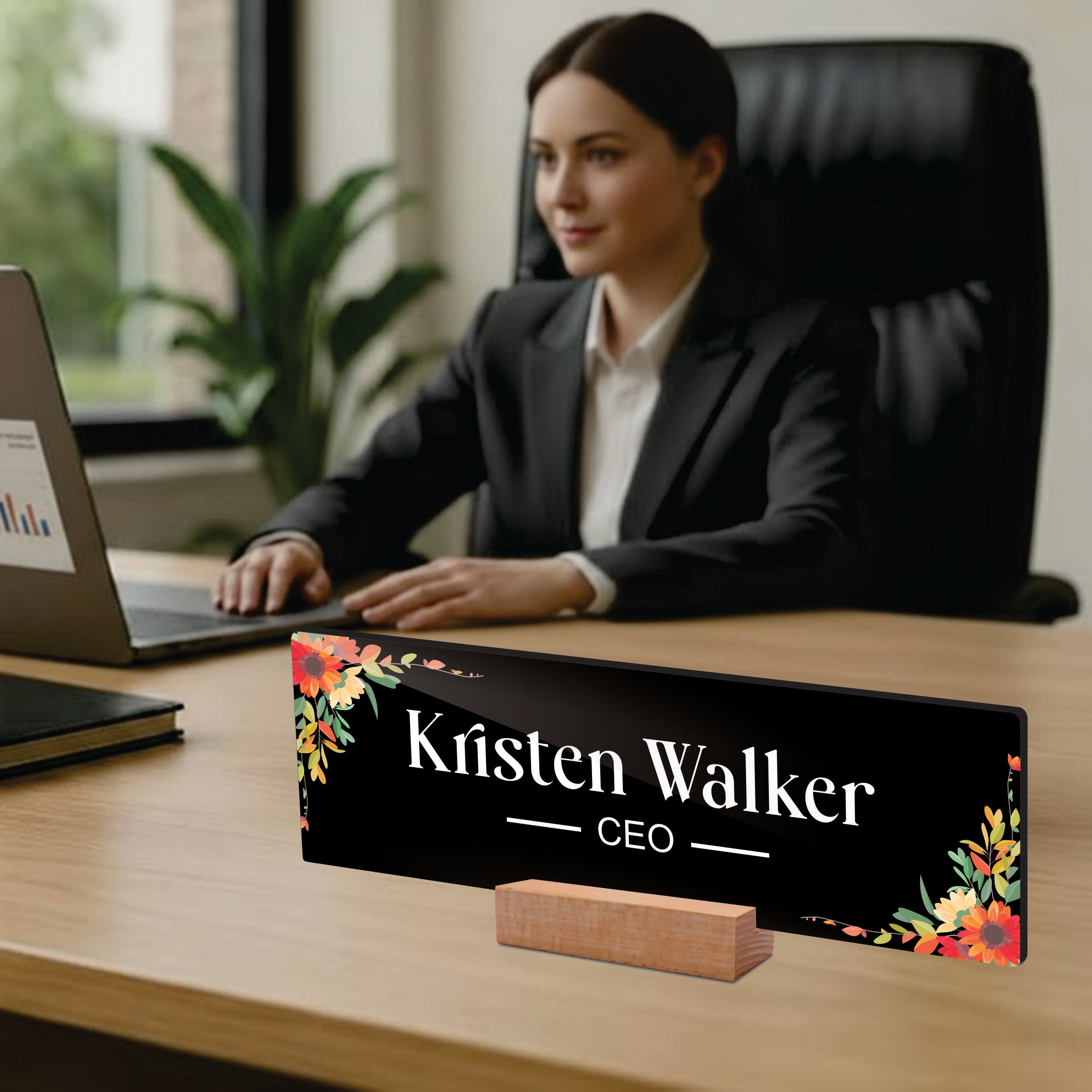 Customized Desk Name Plate with Wooden Stand