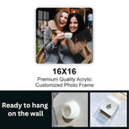 Clear acrylic photo frame with rounded corners, front view