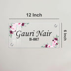 Transparent acrylic door name plate; 12 in, Gauri Nair B-007