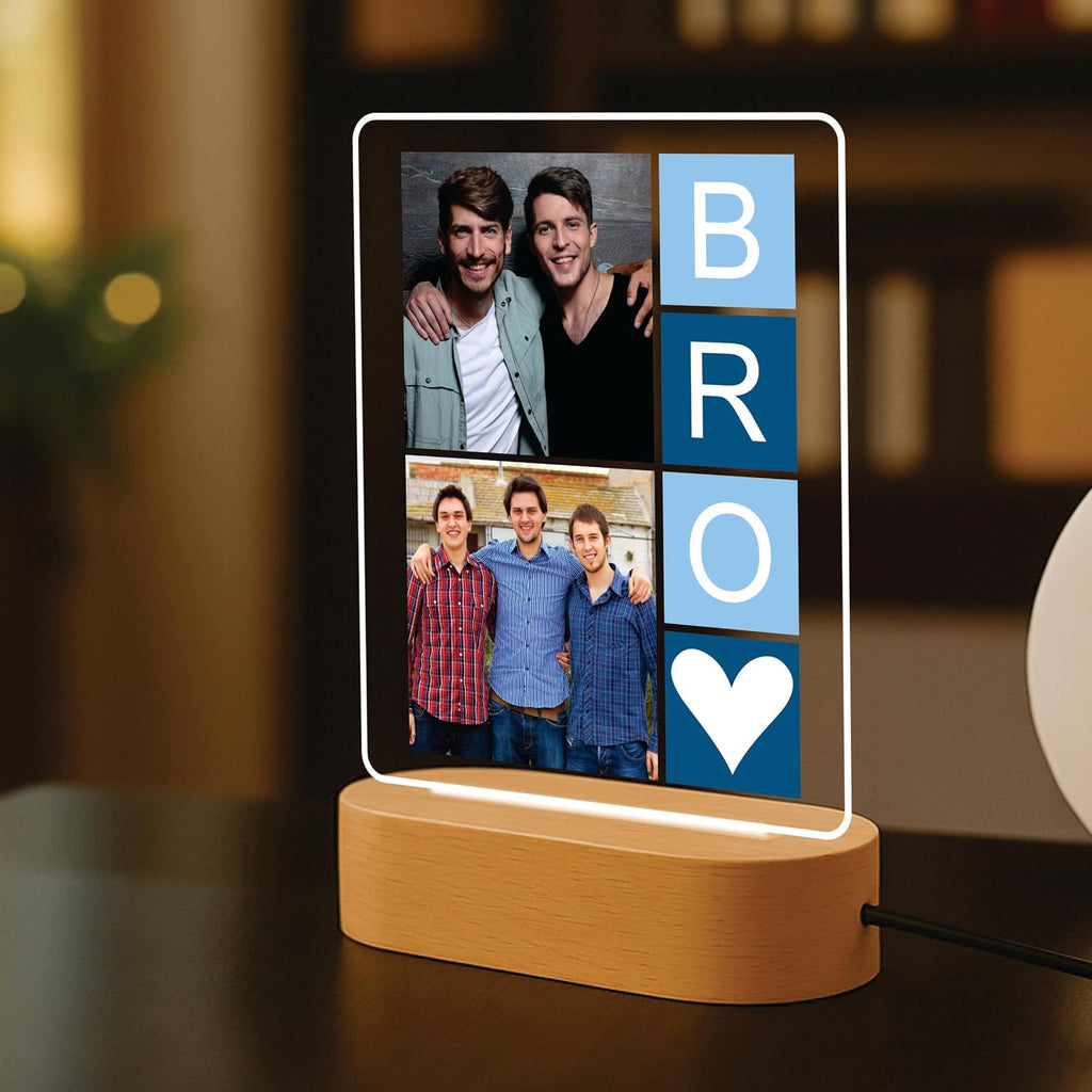 Personalized Rakhi LED Photo Frame - Heartfelt BRO