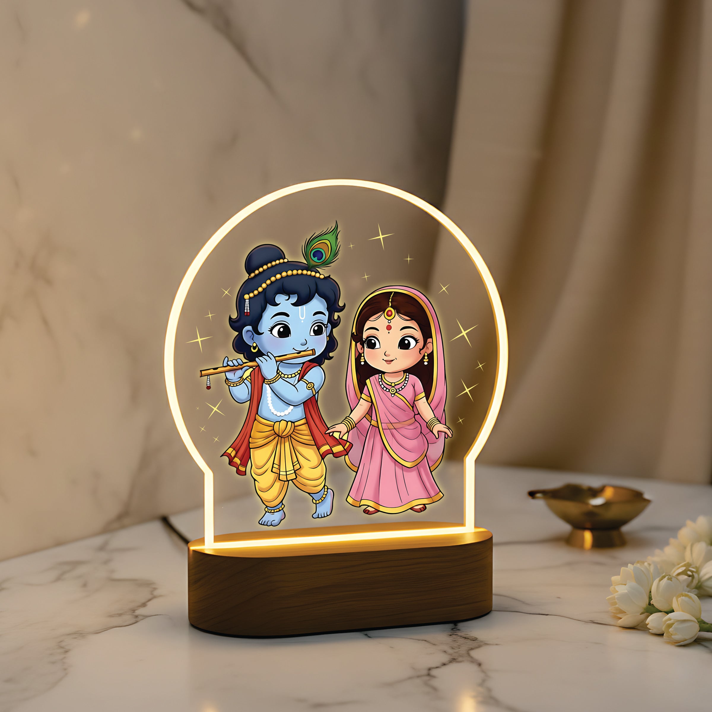 Radha Krishna LED Night Light - Eternal Love Journey