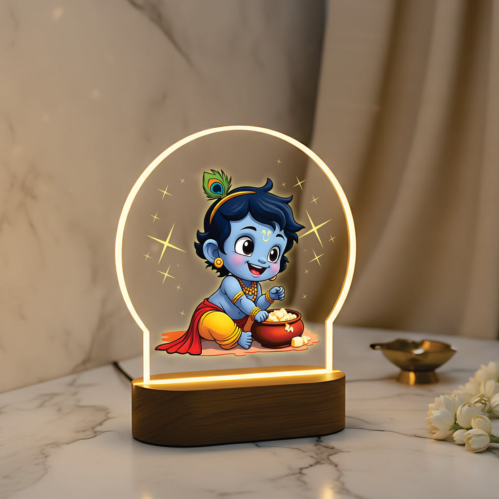 Divine Bal Krishna LED Night Light - Bal Krishna with Makhan
