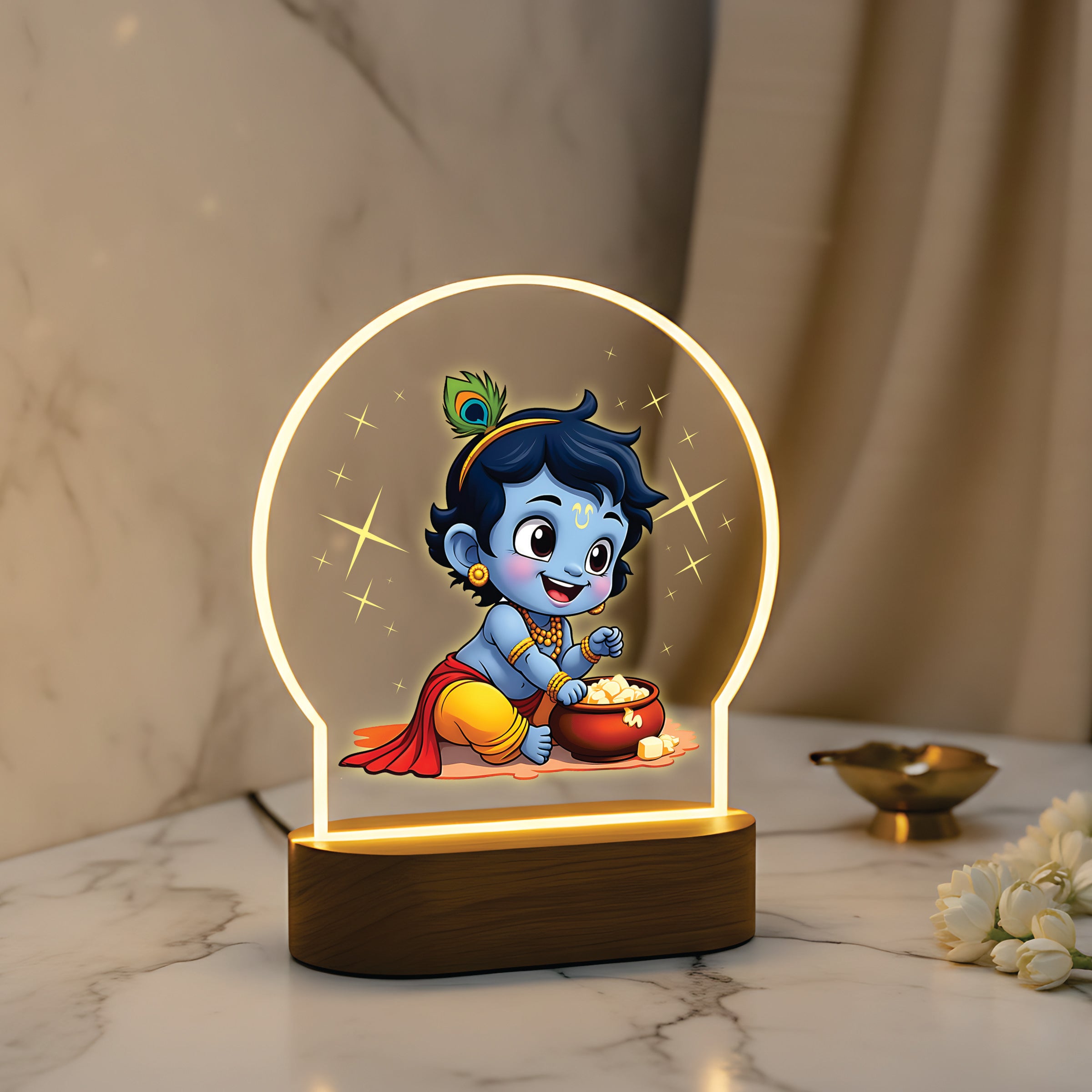 Divine Bal Krishna LED Night Light - Bal Krishna with Makhan