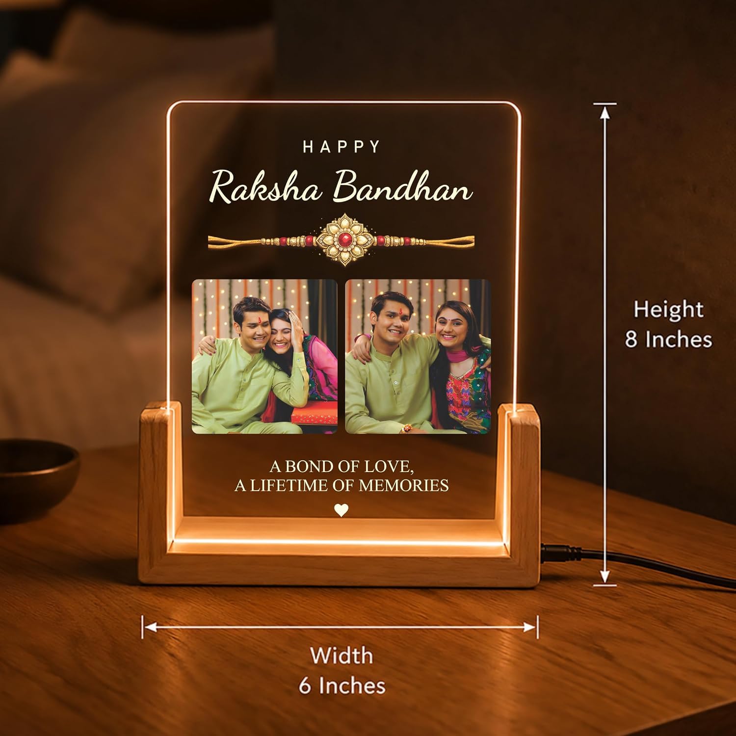 Personalized Rakhi LED Photo Frame - Krishna