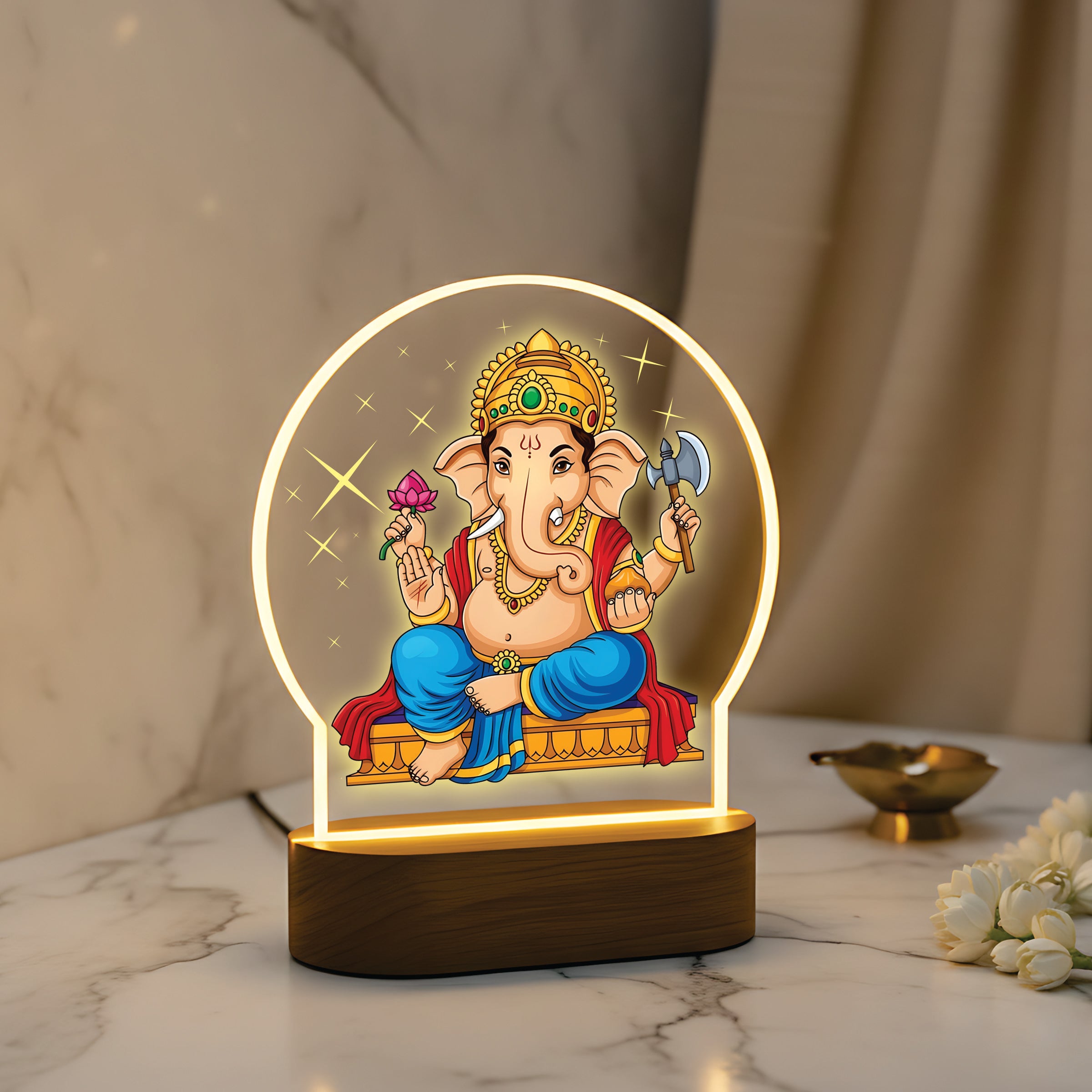 Lord Ganesha LED Night Light - Mighty Warrior Lord Ganesha