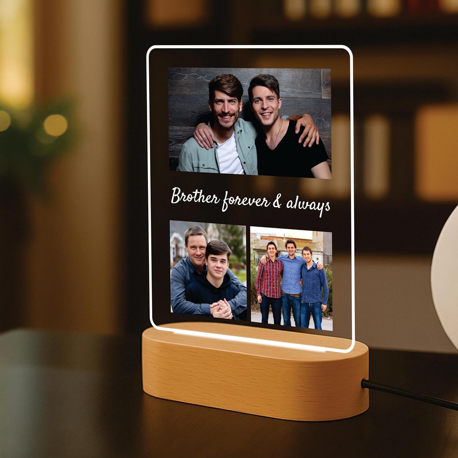 Personalized Rakhi LED Photo Frame - Forever & Always Sibling