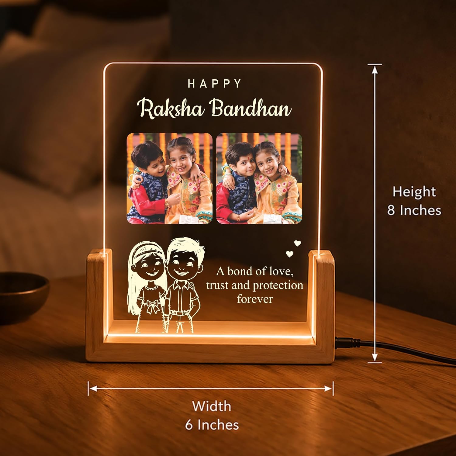 Personalized Rakhi LED Photo Frame - Mor