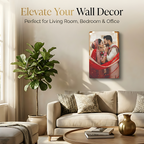 Clear acrylic wall photo frame with a couple portrait in red traditional outfits