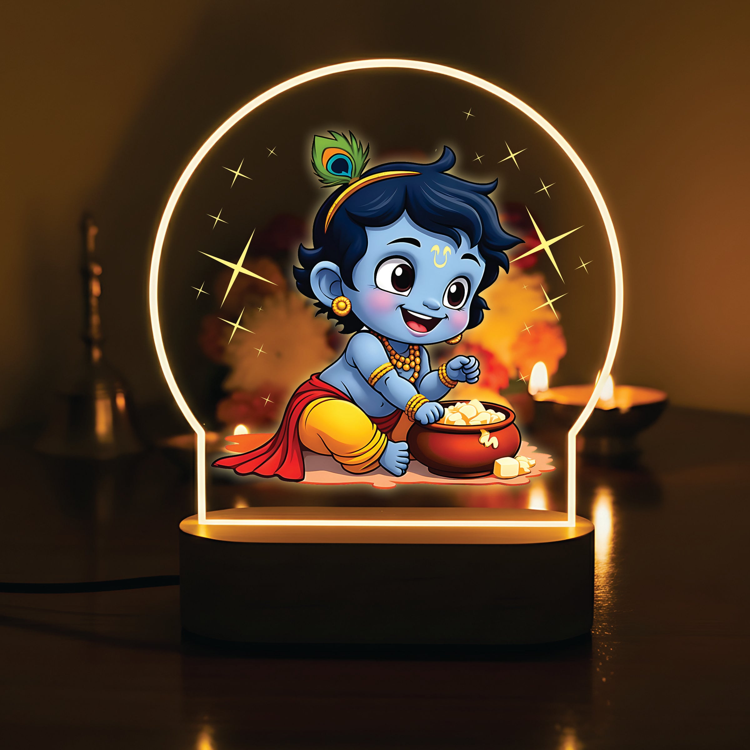 Divine Bal Krishna LED Night Light - Bal Krishna with Makhan