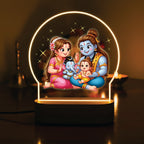 Divine Baby Shiva & Shiva Family LED Table Lamp - Shiva Parivaar Holy Lamp