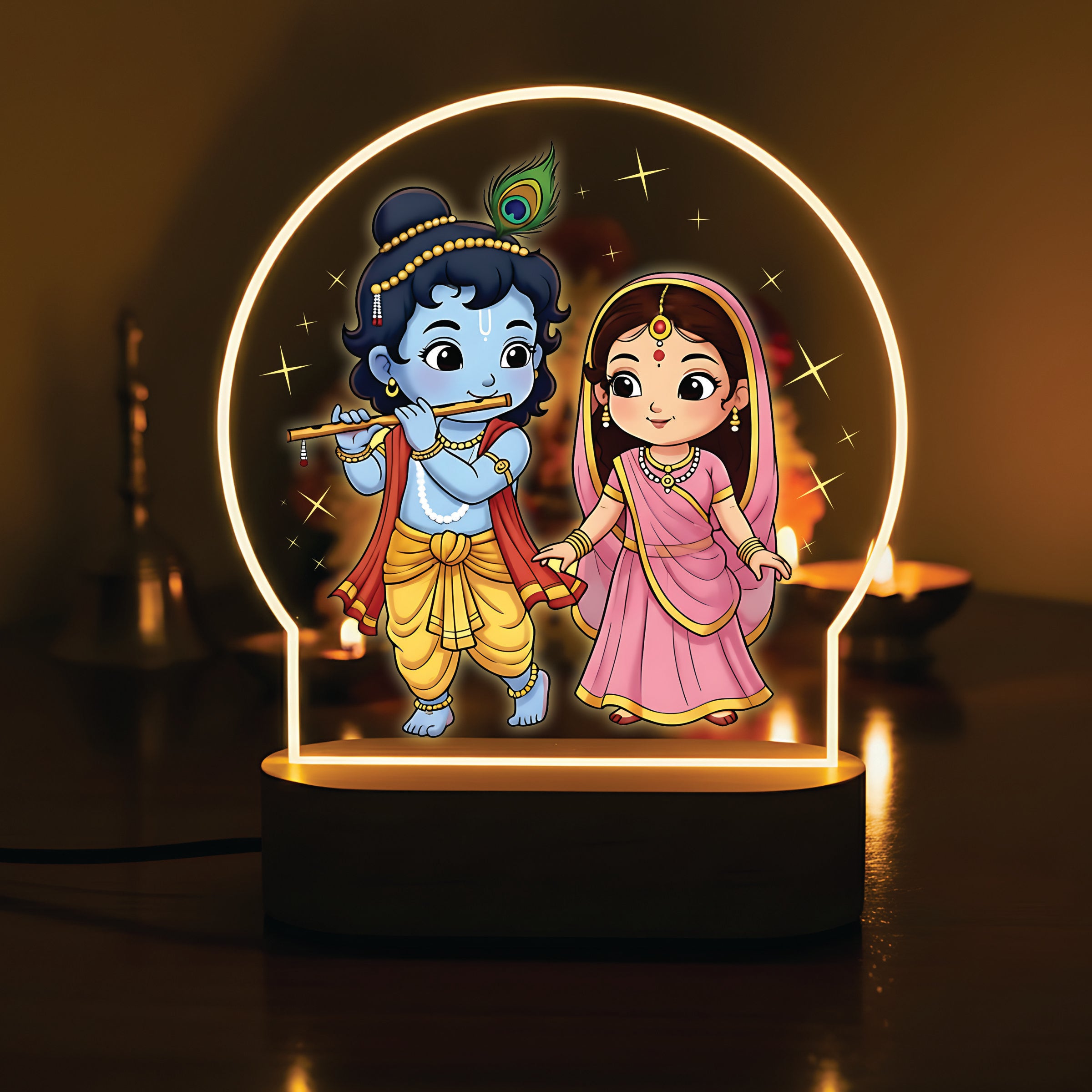Radha Krishna LED Night Light - Eternal Love Journey