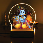 Sitting Bal Krishna Flute LED Lamp - Krishna with Flute