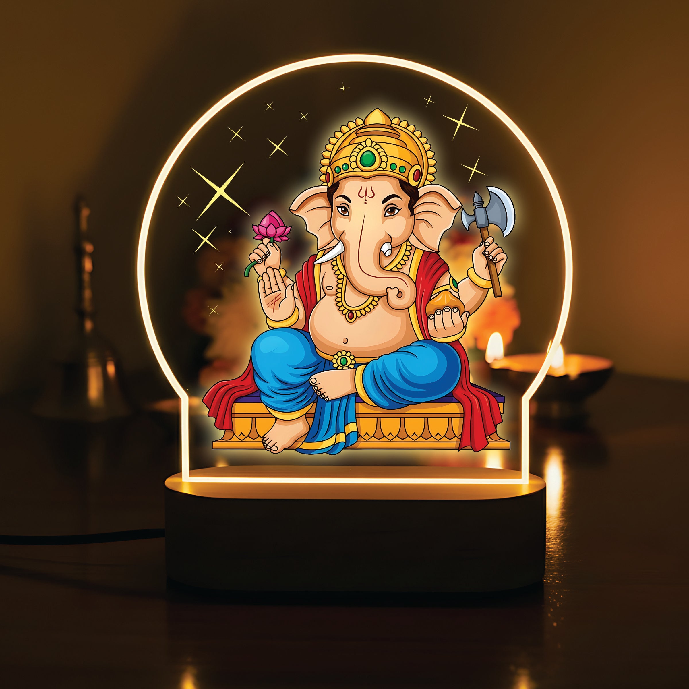 Lord Ganesha LED Night Light - Mighty Warrior Lord Ganesha