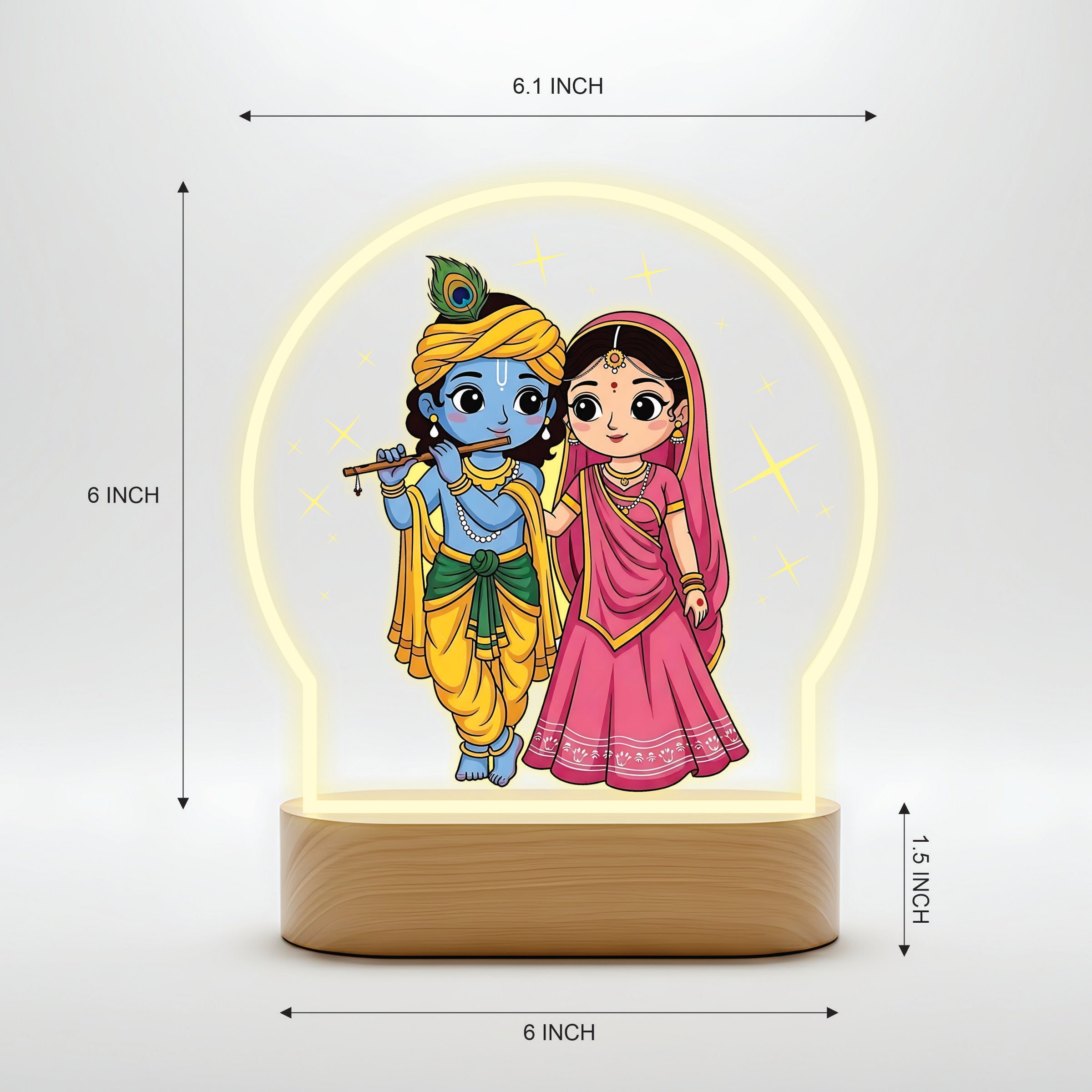 Cute Radha Krishna LED Night Lamp - Divine Flute Melody