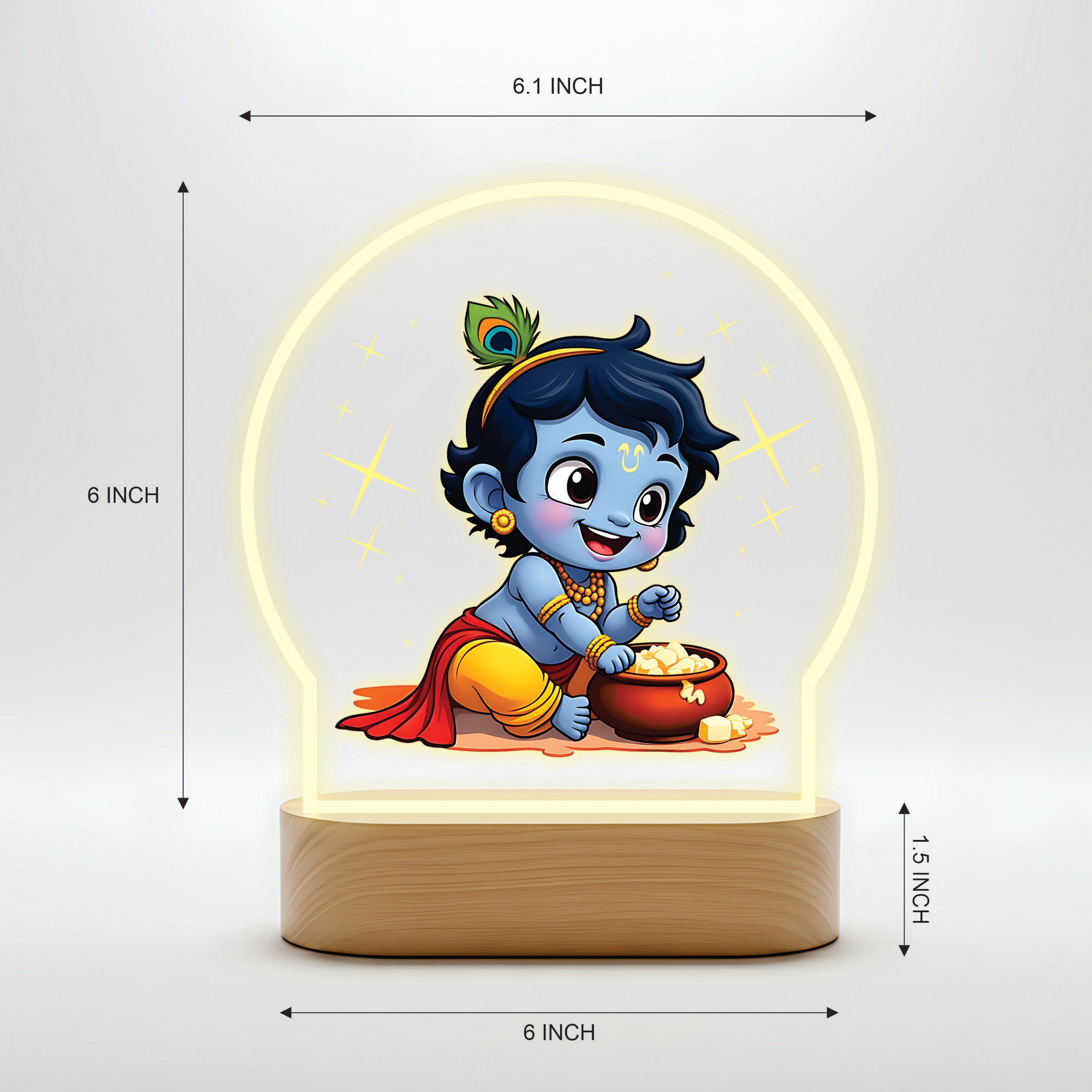 Divine Bal Krishna LED Night Light - Bal Krishna with Makhan