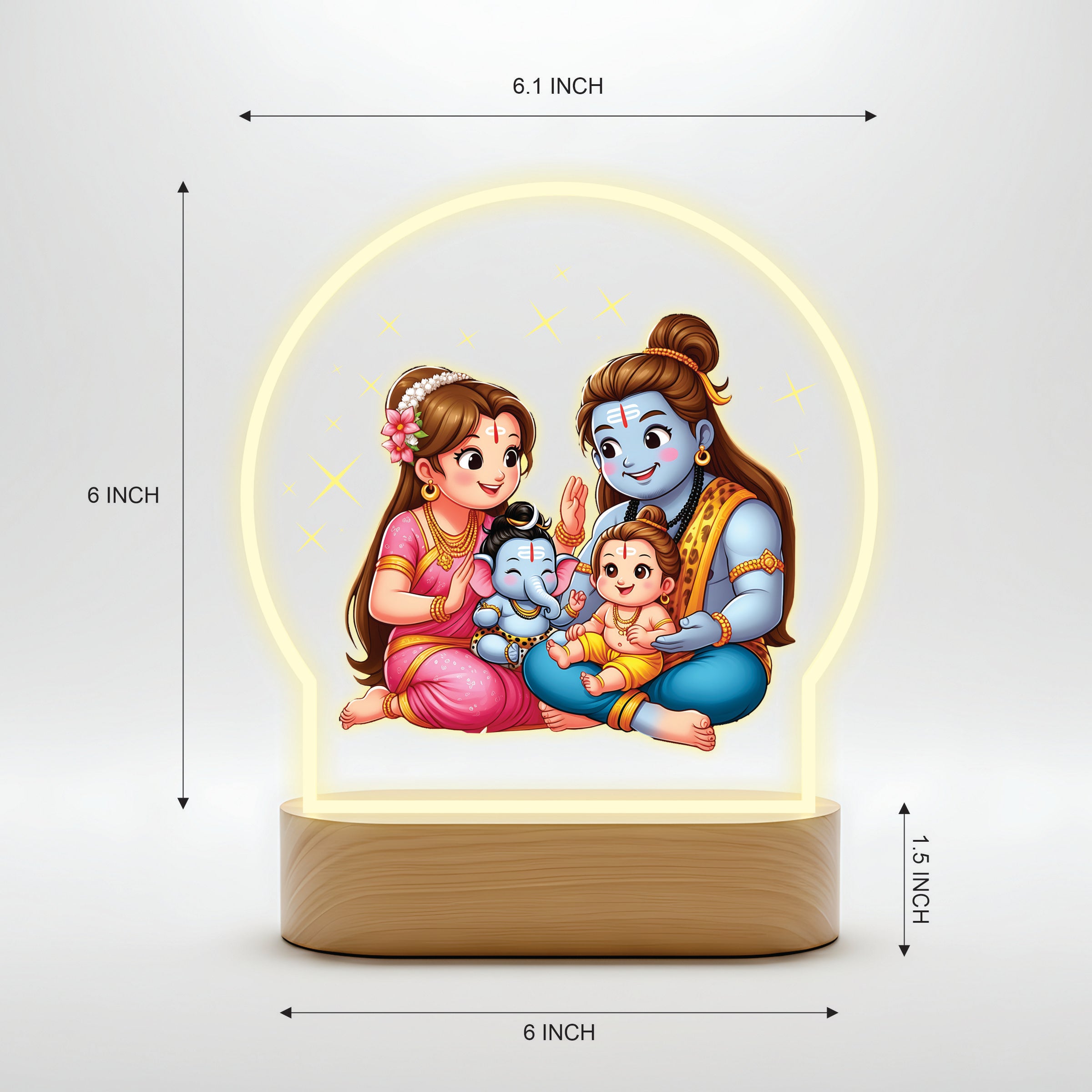 Divine Baby Shiva & Shiva Family LED Table Lamp - Shiva Parivaar Holy Lamp