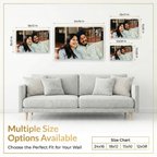 Set of acrylic wall photo frames with family photo collage, mixed orientations