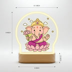 Lord Ganesha LED Table Lamp - Pink Lotus Sitting Ganesha