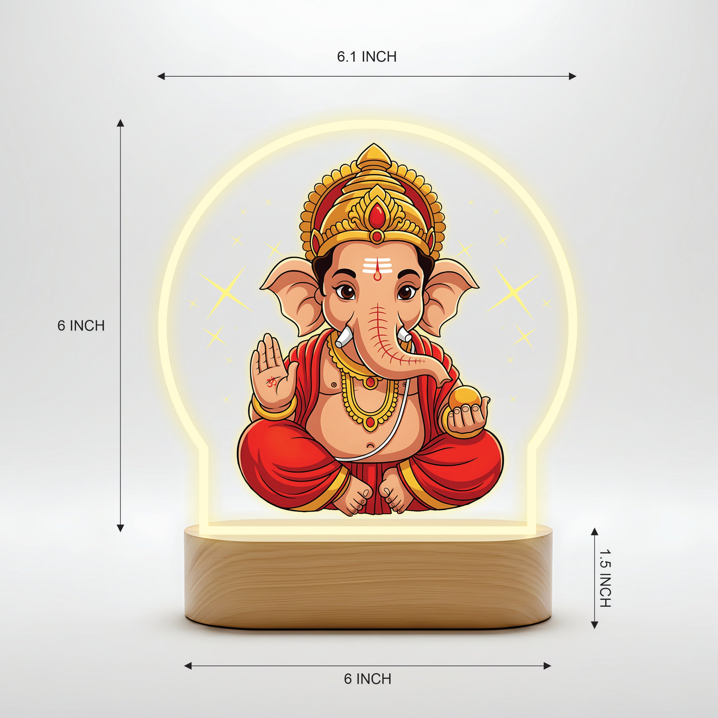 Lord Ganesha LED Night Light - Divine Golden Crown Ganesha