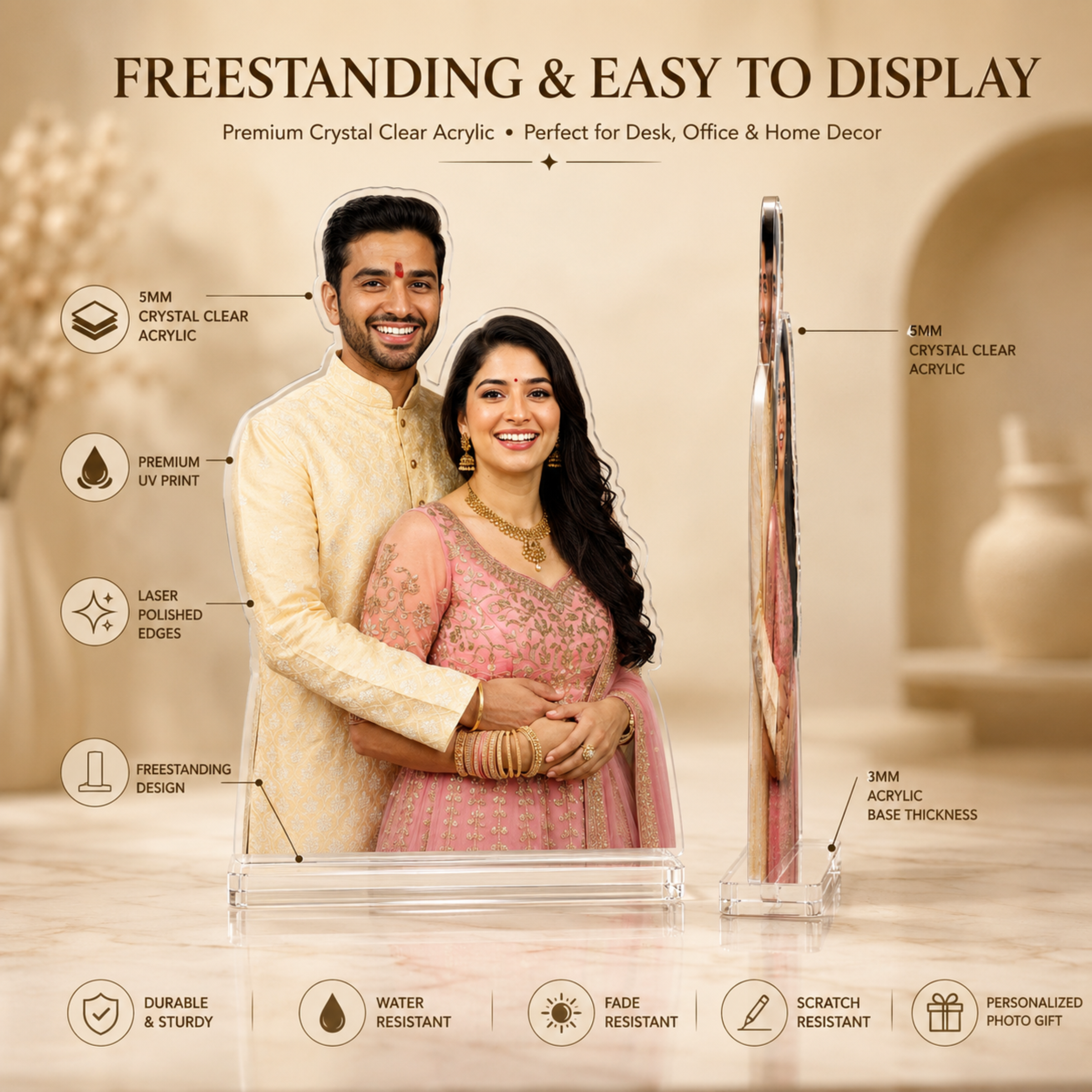Personalized Photo Cutout Display Couple