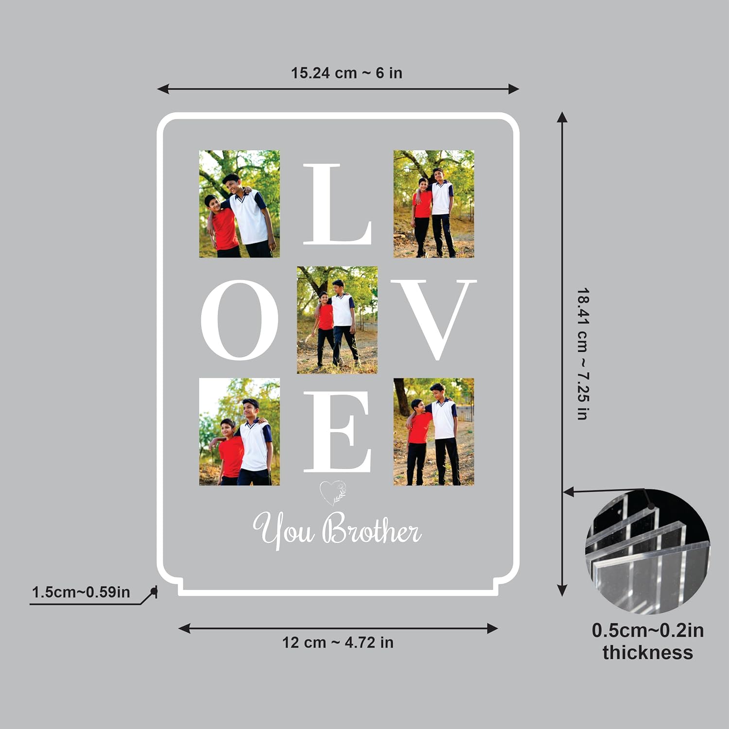 Personalized Rakhi LED Photo Frame - LOVE You Brother