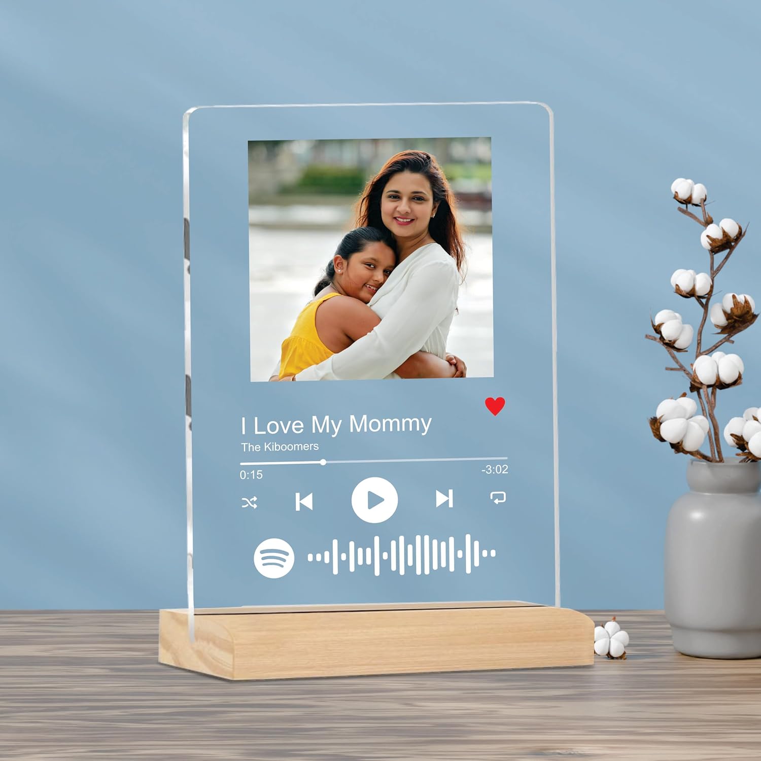 Giftplease Customized Photo & Spotify Plaque,Personalized Tabletop Rectangular Photo Frame With Wooden Stand,Spotify Frame,Gift,Birthday,Anniversary,Gift For Brother & Sister(6 * 9 Inches,Transparent)