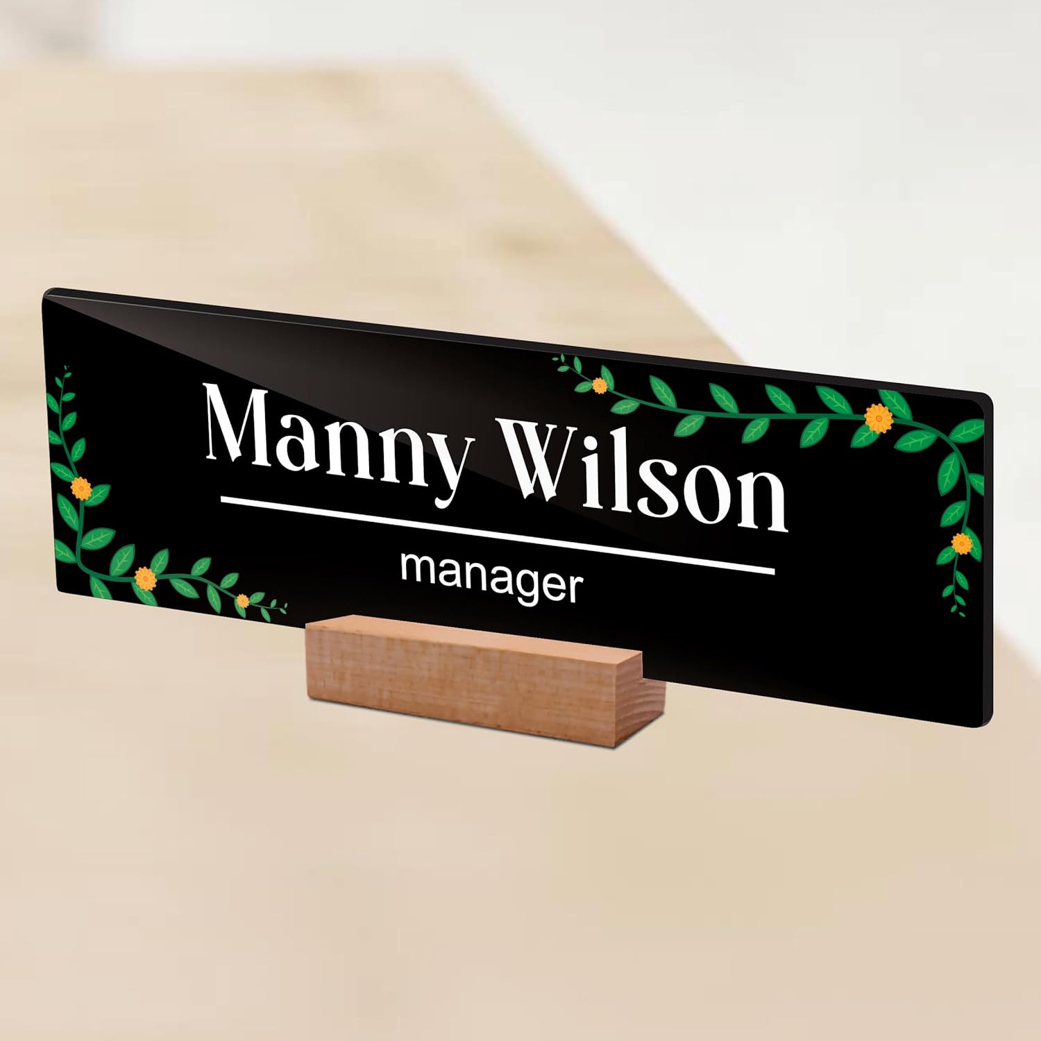 Customized Desk Name Plate with Wooden Stand