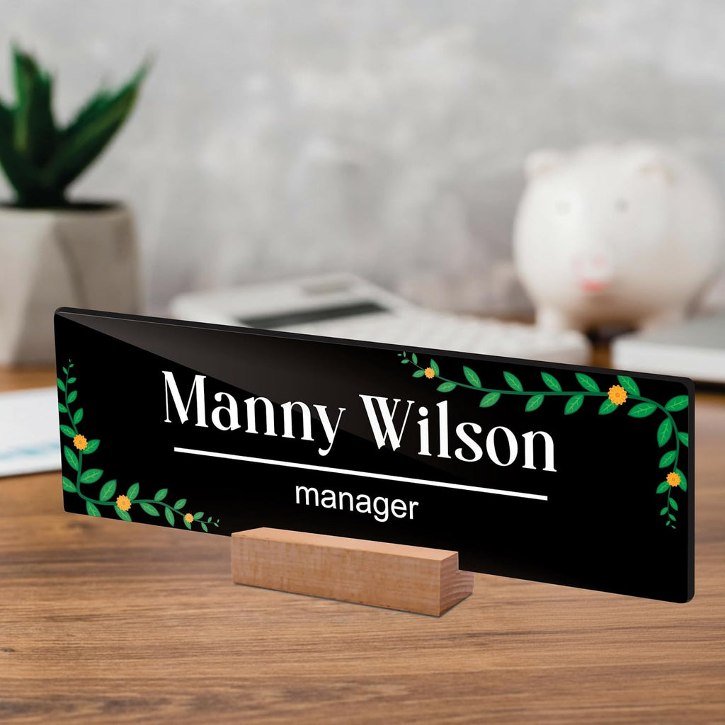 Customized Desk Name Plate with Wooden Stand
