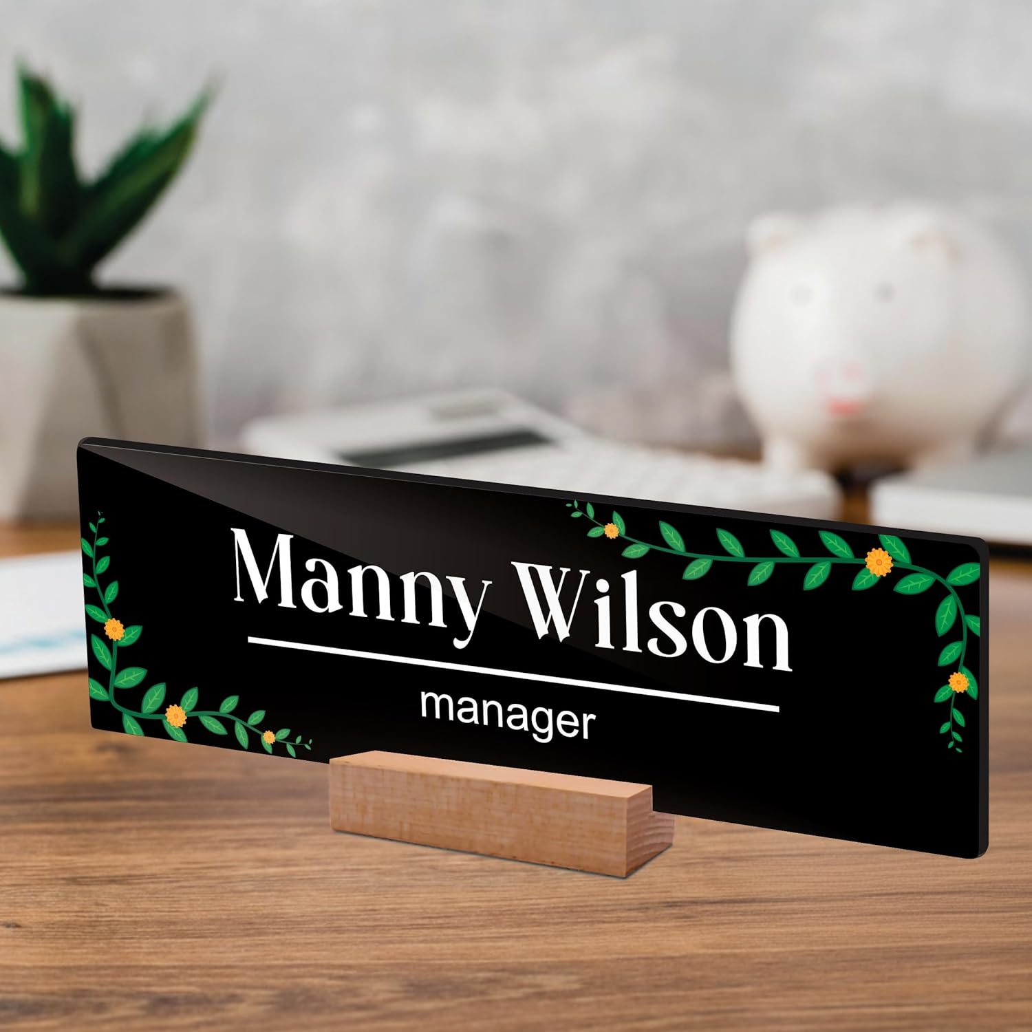 Customized Desk Name Plate with Wooden Stand