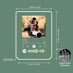 Acrylic photo music frame size diagram with dimensions and 0.5 cm thickness detail