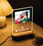 Glowing acrylic photo music frame with a heart-themed photo and sound wave graphic