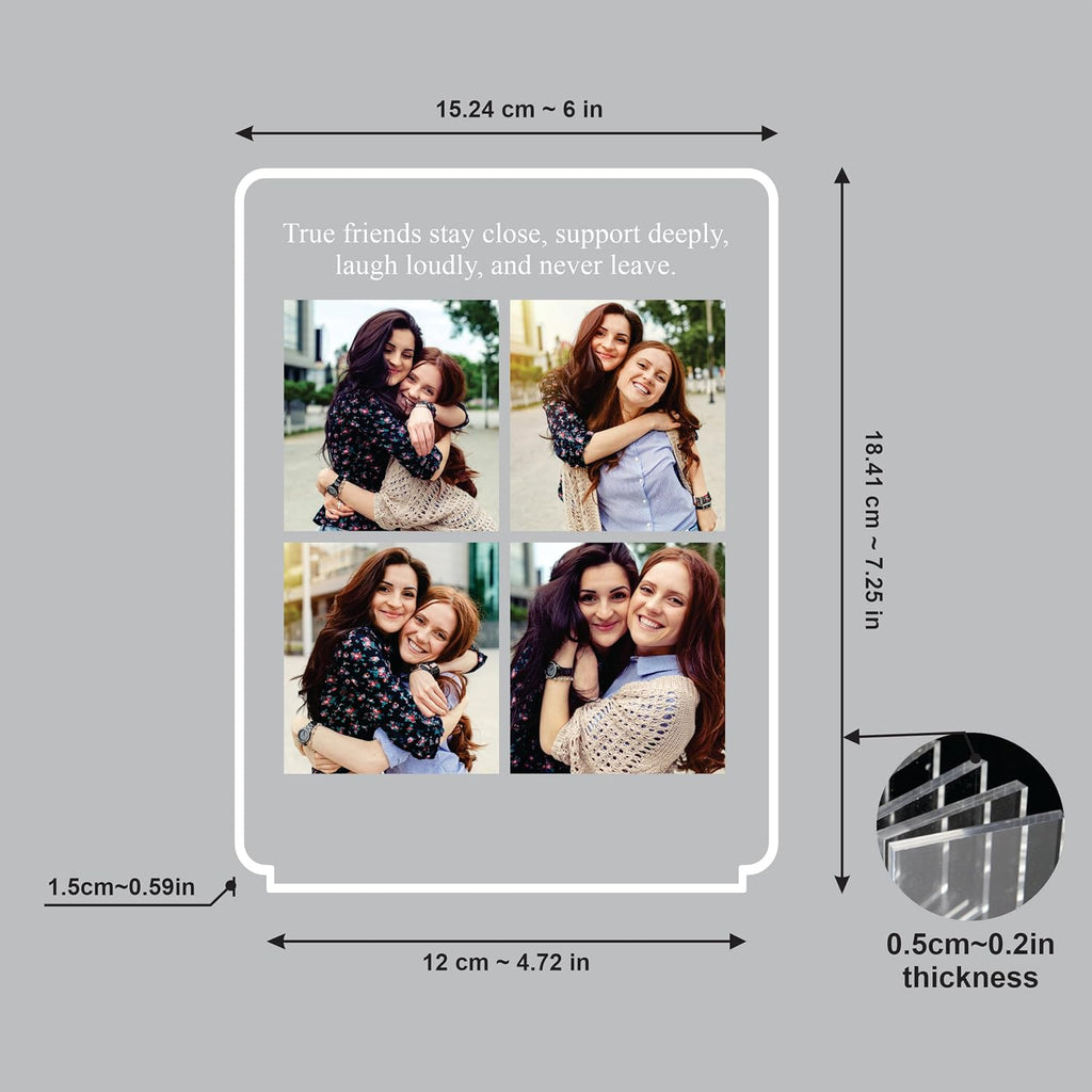 Acrylic LED photo frame size diagram, 0.5cm thickness and 18.4cm height