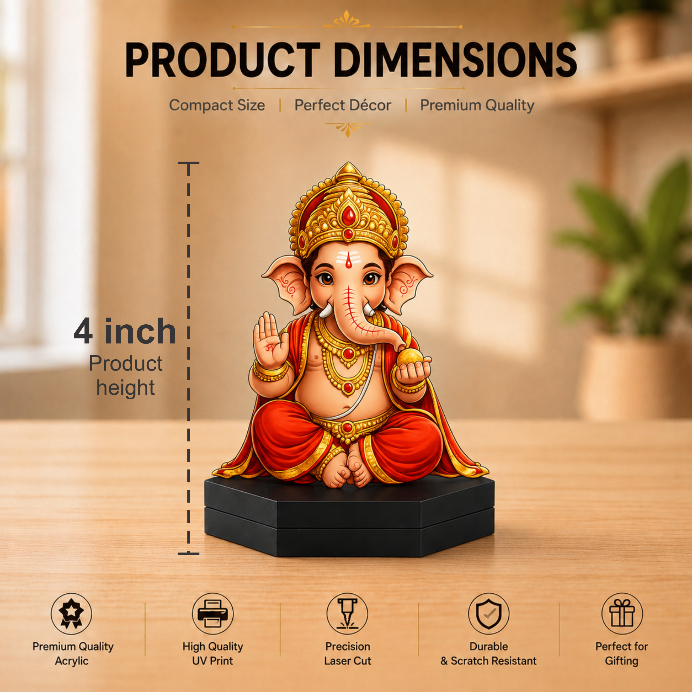 Baby Ganesha Acrylic Standee – Decorative Table Décor